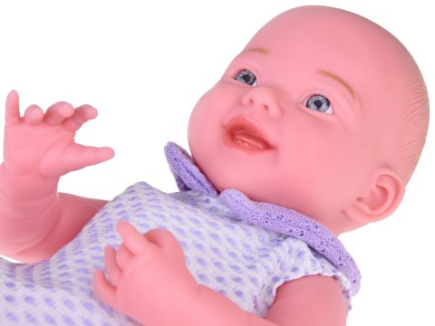 Uśmiechnięta Lalka bobas 40cm laleczka dzidziuś fioletowy sweterek