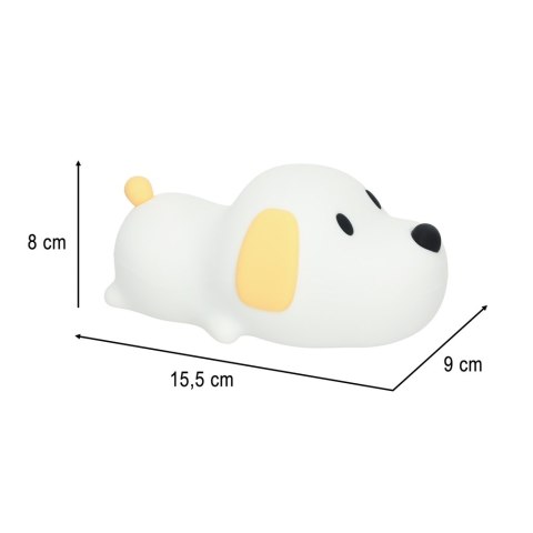 Lampka nocna silikonowa biała RGB piesek leżący