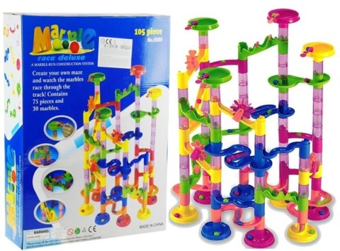 MARBLE Tor Zjeżdżalnia dla kulek 105 elementów 30 kulek