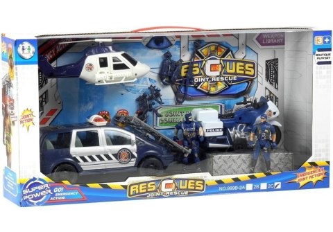 Zestaw Policja Helikopter Auto Policyjne Motocykl