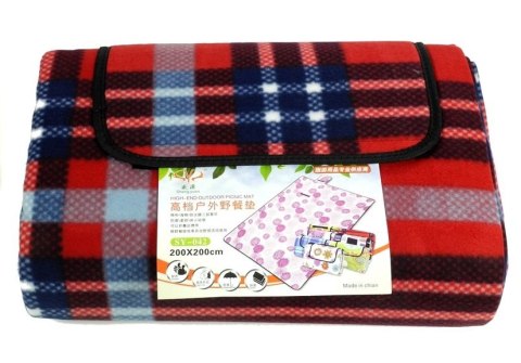 Koc Piknikowy 200x200cm granatowo-czerwony 2799
