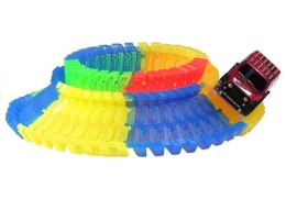 Tor Samochodowy Kolorowy Z Autem LED 80 elementów