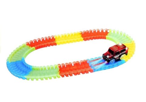 Tor Samochodowy Kolorowy Z Autem LED 80 elementów