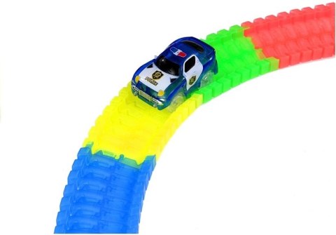 Tor Samochodowy Kolorowy Z Autem LED 80 elementów