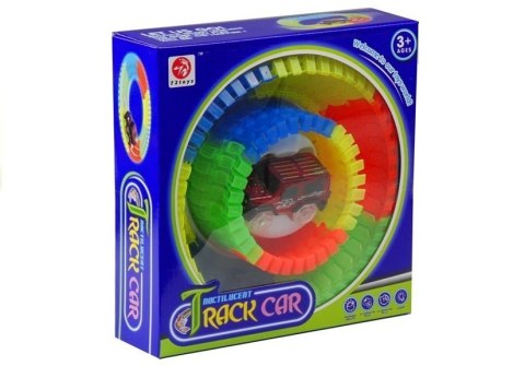 Tor Samochodowy Kolorowy Z Autem LED 80 elementów