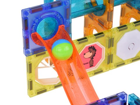 Klocki Magnetyczne 3D dla dzieci Zbuduj Świecący Tor Kulkowy 49 ele