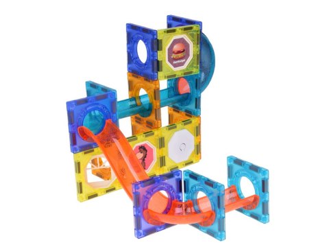 Klocki Magnetyczne 3D dla dzieci Zbuduj Świecący Tor Kulkowy 49 ele