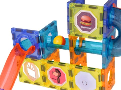 Klocki Magnetyczne 3D dla dzieci Zbuduj Świecący Tor Kulkowy 49 ele