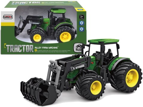 Traktor Zielony 1:24 Rolnik Łyżko Krokodyle Łyżka Gumowe Koła