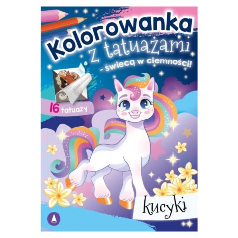 KOLOROWANKA Z TATUAŻAMI - ŚWIECĄ W CIEMNOŚCI! KUCYKI