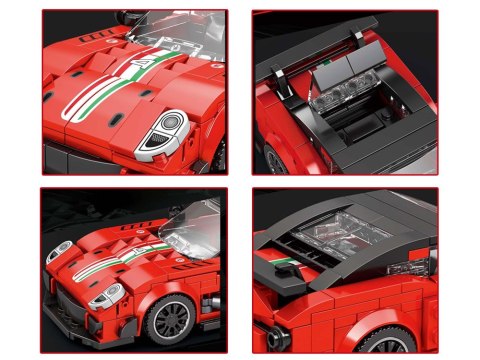 Klocki techniczne 413-elementów + naklejki Czerwone Sportowe Auto