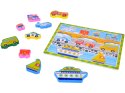 Drewniana układanka puzzle transport pojazdy 9ele dopasuj kształty