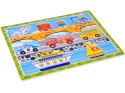 Drewniana układanka puzzle transport pojazdy 9ele dopasuj kształty