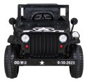 Samochód AUTO na akumulator Retro Wojskowy Czarny willys