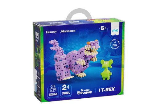 Marioinex Diplodok i T-Rex klocki Mini waffle 148ele + figurka