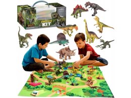 Zestaw Figurek Dinozaurów w kuferku + mata, Dinozaury 9 sztuk