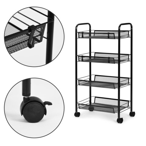 Regał organizer pomocnik do kuchni łazienki metalowy 4 półki kółka