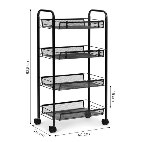 Regał organizer pomocnik do kuchni łazienki metalowy 4 półki kółka