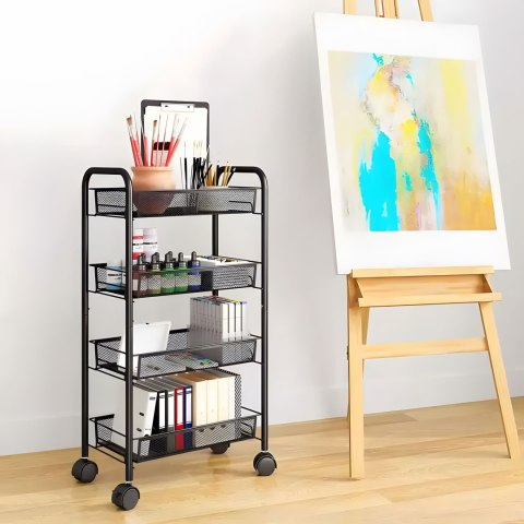 Regał organizer pomocnik do kuchni łazienki metalowy 4 półki kółka