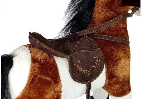 Koń Na Biegunach Ciemny Brąz 74 CM Rusza Pyskiem Ogonem