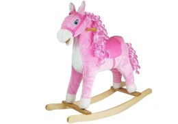 Koń Na Biegunach Różowy z Lokami Dźwięki 74 cm
