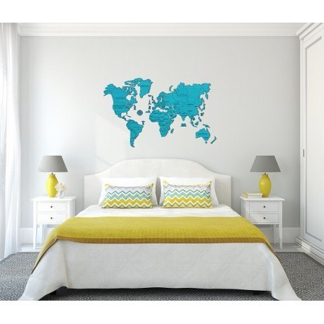 Drewniane puzzle 3d wooden.city - mapa świata xxl cyan