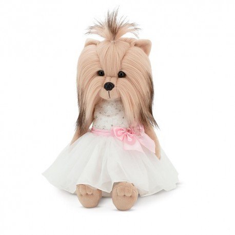 Przytulanka piesek lucky yoyo w białej sukience - 38cm