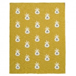 Fresk tkany kocyk z bawełny organicznej 100 x 150 cm ananas mustard