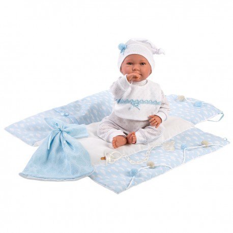 Hiszpańska lalka bobas chłopiec lalo 42cm niebieski - płaczący