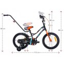 Rowerek dla dzieci 16" tiger bike z pchaczem czarno - pomarańczowy