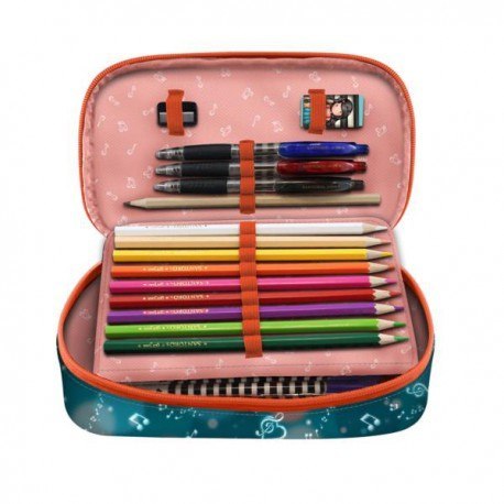 Rozkładany, 4-częściowy piórnik z wyposażeniem -