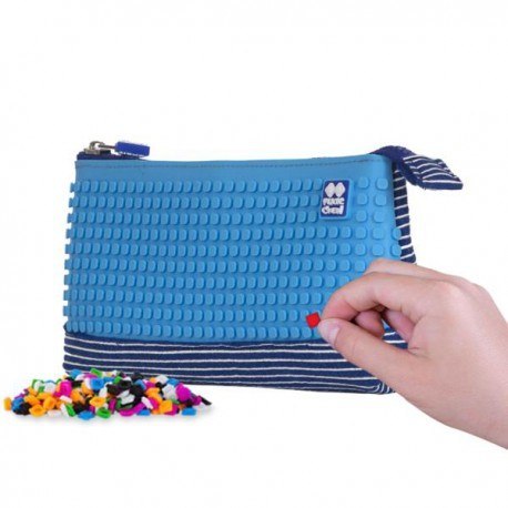 Piórnik na suwak, kosmetyczka, saszetka, pixie crew, białe paski,