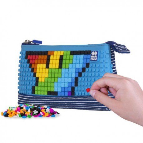 Piórnik na suwak, kosmetyczka, saszetka, pixie crew, białe paski,