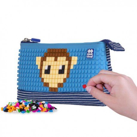 Piórnik na suwak, kosmetyczka, saszetka, pixie crew, białe paski,