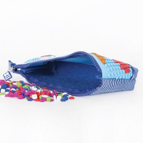 Piórnik na suwak, kosmetyczka, saszetka, pixie crew, białe paski,