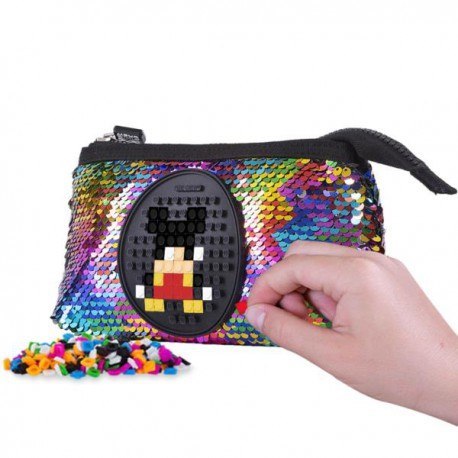 Piórnik na suwak, kosmetyczka, saszetka, pixie crew, cekiny, czarny