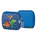 Saszetka na suwak, kosmetyczka, pixie crew, dinozaury, niebieski panel