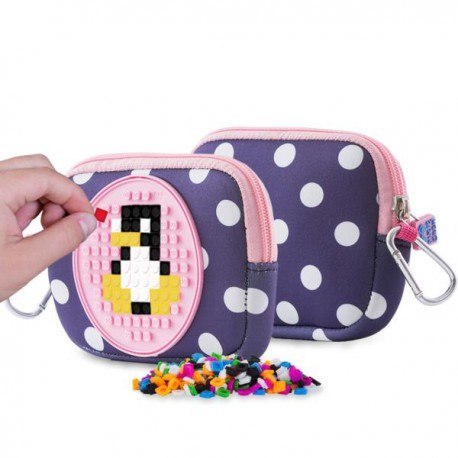 Saszetka na suwak, kosmetyczka, pixie crew, kropki, różowy panel