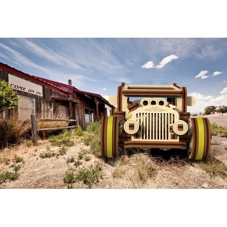 Drewniane puzzle mechaniczne 3d wooden.city - samochód hot rod