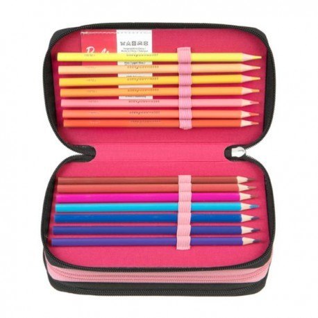 Potrójny piórnik z wyposażeniem, barbie