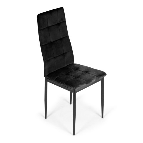 Komplet 4 krzeseł czarne krzesło welurowe do jadalni i salonu 