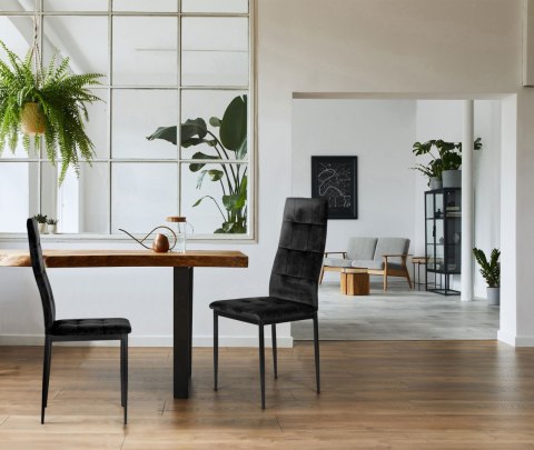 Komplet 4 krzeseł czarne krzesło welurowe do jadalni i salonu 