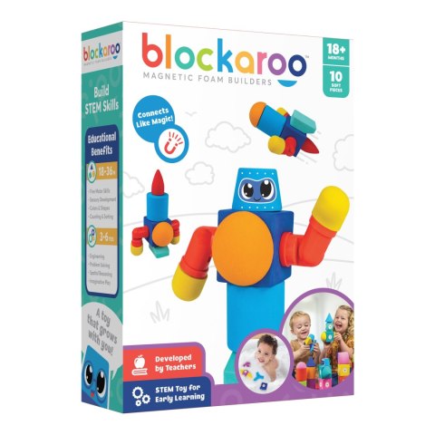 BLOCKAROO klocki konstrukcyjno - magnetyczne, piankowe do zabawy w wodzie - Zestaw mały ROBOT 10 elementów