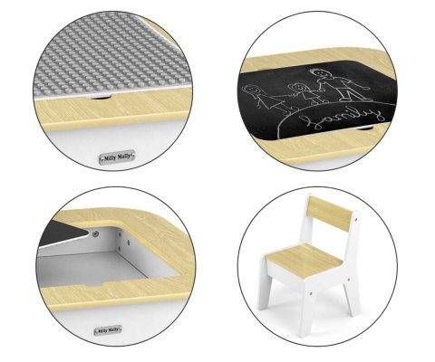 Milly Mally Zestaw mebli Olaf Blocks - Stolik i dwa krzesełka White Milly Mally Zestaw mebli Olaf Blocks - Stolik i dwa krzesełka White