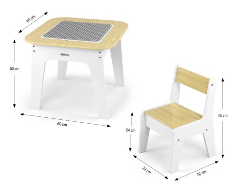 Milly Mally Zestaw mebli Olaf Blocks - Stolik i dwa krzesełka White Milly Mally Zestaw mebli Olaf Blocks - Stolik i dwa krzesełka White