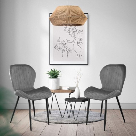 Zestaw 4 krzeseł do salonu jadalni nowoczesne krzesło szary welur 