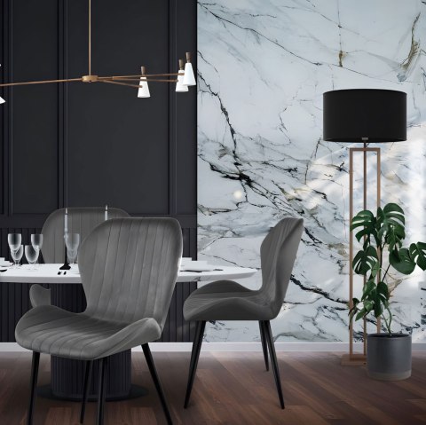 Zestaw 4 krzeseł do salonu jadalni nowoczesne krzesło szary welur 