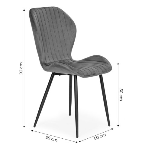 Zestaw 4 krzeseł do salonu jadalni nowoczesne krzesło szary welur 