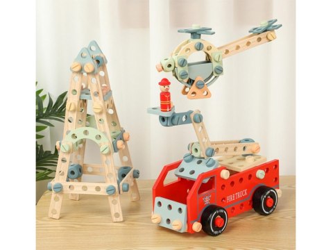Drewniany Zestaw konstrukcyjny Klocki zbuduj Auto Wieże 129 ele ZA5381