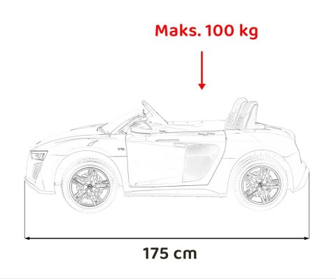 Dwuosobowy MAX 100Kg 2x200W 24V14Ah Auto na akumulator Audi Spyder R8 Dwuosobowy MAX 100Kg 2x200W 24V14Ah Auto na akumulator Audi Spyder R8